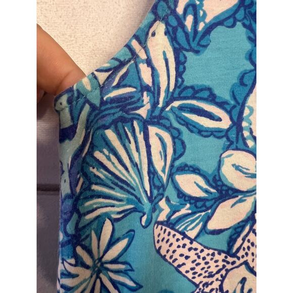 Lilly Pulitzer Size XS Sleeveless Dress Ruffled Collar Easy Comfy Blue Print - Picture 6 of 8